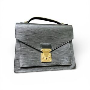 Authentic Louis Vuitton Monceau handbag black gold